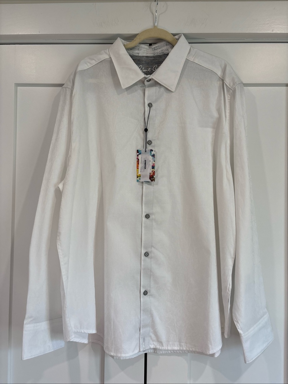 NWT Robert Graham Highland Geometric Paisley White Woven L/S Shirt $188 4XL